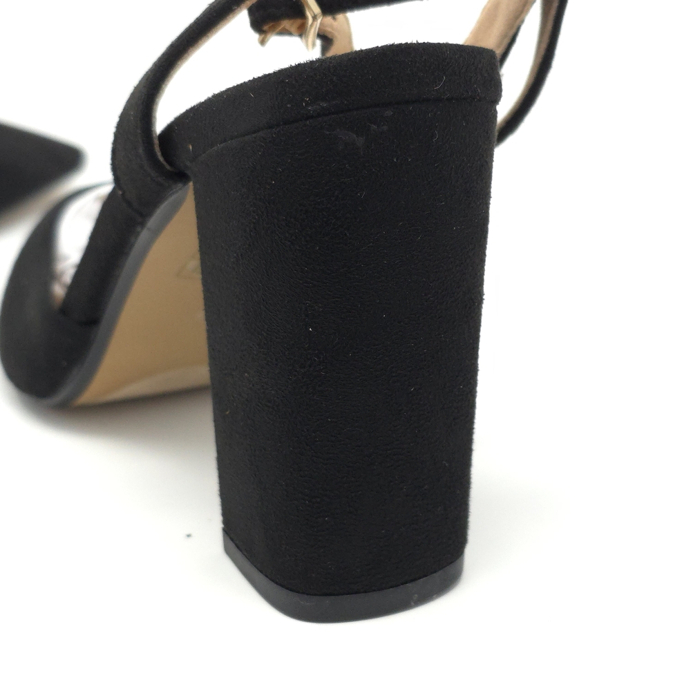 Journee Tyyra Black Vegan Suede Block Heel Pumps Wide US 6 - Picture 7 of 10